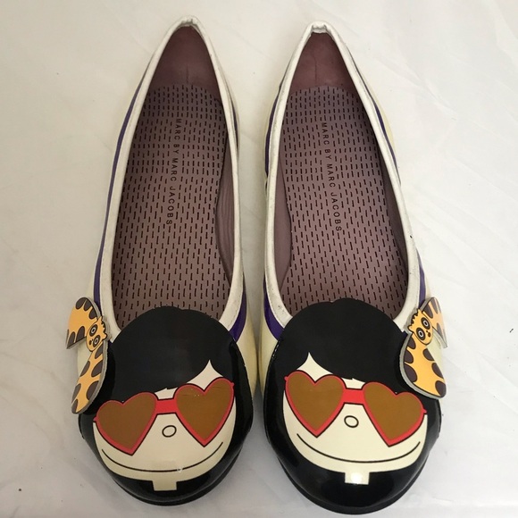 Marc Jacobs Shoes - Marc by Marc Jacobs NEW Girl Cat Leather Ballet Flats Shoes Patent Rubber Soles
